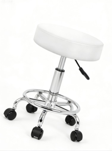 Classic Round Salon Stool White2
