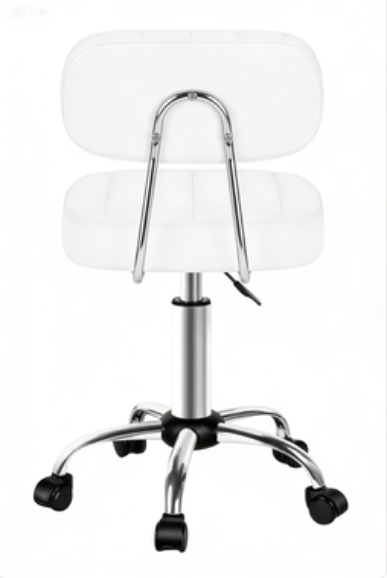 Square Studio Stool with Back – White