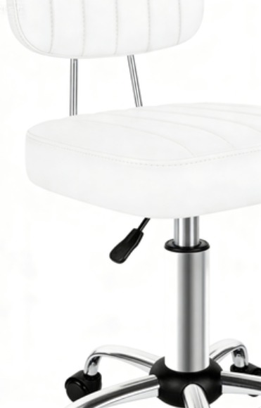 Square Studio Stool with Back – White1