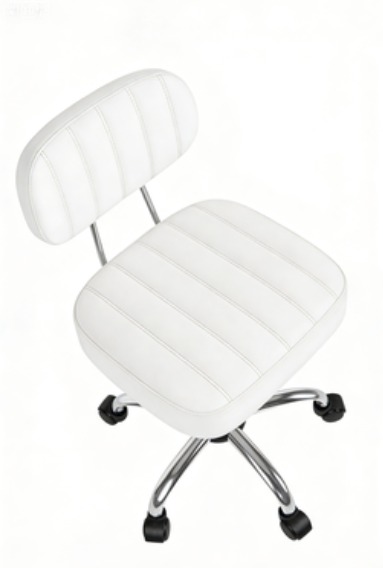 Square Studio Stool with Back – White4