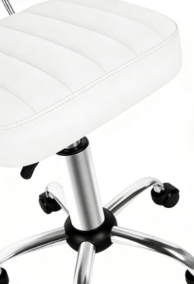 Square Studio Stool with Back – White5
