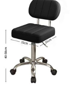 Square studio stool with back - white dimensions