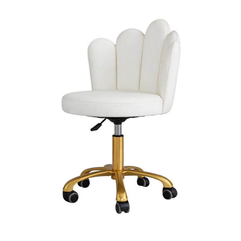 Deneuve Blossom Chair – White Deneuve Blossom Chair White with gold legs for salon waiting lounge