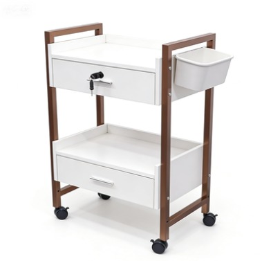 Polaris 2 Drawer Lockable Trolley – Gold and White2